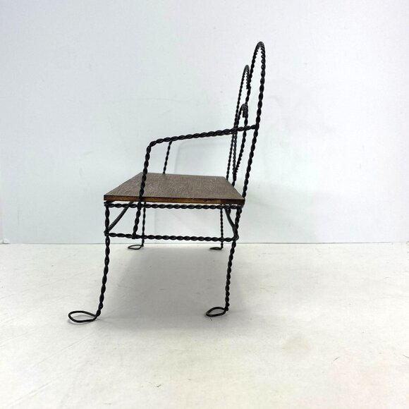 Vintage Wire and Wood Heart Design Bench Doll Display - Picture 2 of 11